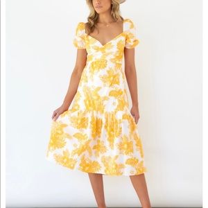 Gingham and Heels Castelli Midi Dress - Orange Floral size 6